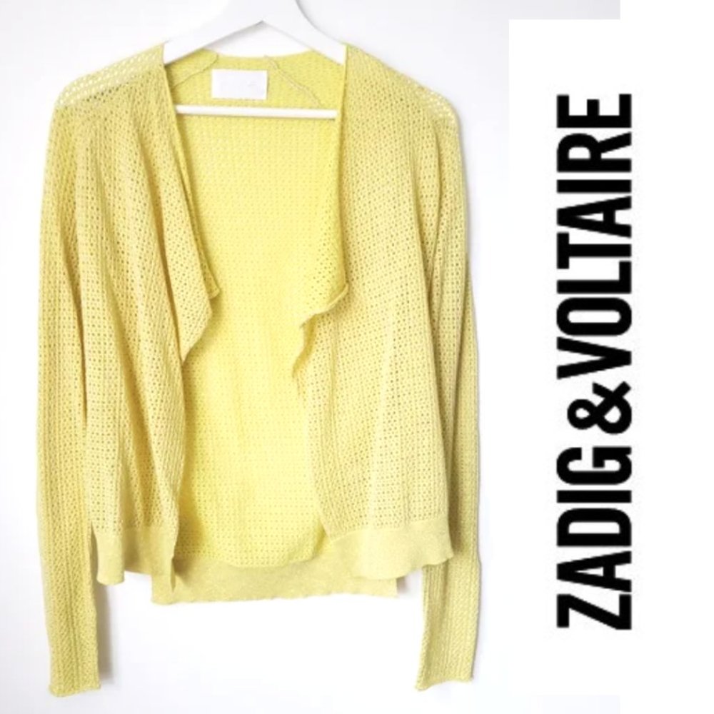 Zadig & Voltaire Daphnee Open Cardigan Metallic Citron Size XS